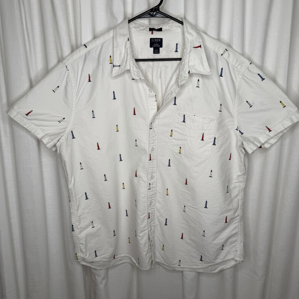 J.Crew - Flex Oxford Short Sleeve Button Down - Slim Fit - White - Size XXL
